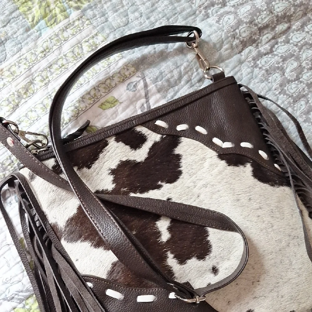 Classy COWGIRL Fringe Black and White Shoulder Bag